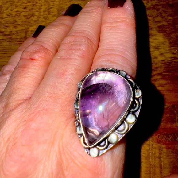 Hand Crafted Amethyst ring 925 Sterling Silver size 9.25 - Picture 3 of 4
